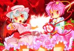  anda_inmu bat bat_wings blue_hair blush glowing hairband heart komeiji_satori long_sleeves multiple_girls open_mouth pink_eyes pink_hair red_eyes remilia_scarlet short_hair smile third_eye touhou wide_sleeves wings 