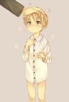  axis_powers_hetalia bad_id bad_pixiv_id blonde_hair blush child eyebrows green_eyes male_focus naked_shirt petting shiranabe shirt united_kingdom_(hetalia) younger 