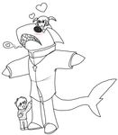  children doodle fish male man marine priest shark silly sketch vonderdevil 