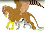  anthro anthro_on_feral avian beak bestiality breasts female feral gryphon interspecies male mammal marsupial nude plain_background serpy sex shinigamigirl size_difference straight thylacine vex white_background wings wintersnowolf 