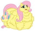  blue_eyes cool_edit cutie_mark dem_cheeks equine female feral fluffy fluffy_pony fluttershy_(mlp) friendship_is_magic fur guyfuy hair horse mammal morbidly_obese multiple_chins my_little_pony overweight pegasus pink_hair plain_background pony solo transparent_background wings yellow_fur 