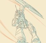  gundam gundam_unicorn kow_(k.) mecha mobile_suit_gundam no_humans parody shield sword unicorn_gundam weapon 