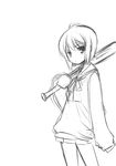  a_channel baseball_bat fujieda_miyabi greyscale highres ichii_tooru looking_at_viewer monochrome short_hair simple_background sketch solo white_background 