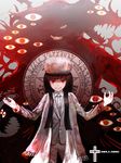  alucard_(hellsing) bad_id bad_pixiv_id black_hair blood coat copyright_name eyes genderswap genderswap_(mtf) girlycard green_(pixiv4667708) hat hellsing long_hair looking_at_viewer necktie red_eyes smile solo teeth too_many_eyes 