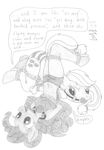  ball_gag bdsm bondage bound cutie_mark duo equine female friendship_is_magic gag greyscale horse limpurtikles mammal monochrome my_little_pony panties pencils pinkie_pie_(mlp) pony striped_panties underwear 