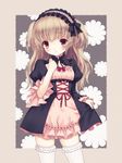  blonde_hair blush breasts chitosezaka_suzu dress hairband headdress lolita_hairband long_hair original red_eyes small_breasts solo thighhighs two_side_up white_legwear 