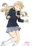  blonde_hair closed_eyes k-on! kotobuki_tsumugi long_hair sakuragaoka_high_school_uniform school_uniform taako 