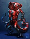  abs abstract_background anthro biceps body_markings claws cobra looking_at_viewer male markings muscles nomnom_(character) nude pecs pose reptile scales scalie snake solo standing toned tumorhead 