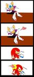  bat big_breasts blush breasts censor_bar clothed clothing comic drinking echidna eyes_closed female fur hair half-dressed humor knuckles_the_echidna long_hair male mammal puritylf4 raised_arm red_body rouge_the_bat sega sitting sonic_(series) stretching topless wardrobe_malfunction white_fur 