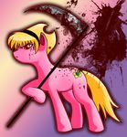  blonde_hair blood cutie_mark equine female feral hair horse mammal mandy my_little_pony ponification pony red_eyes redeyereaper scythe solo the_grim_adventures_of_billy_and_mandy weapon 