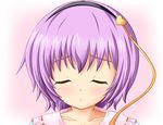  blush closed_eyes komeiji_satori neats purple_hair short_hair solo touhou 