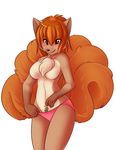  blush breasts canine chest_tuft clothed clothing cute duo female fox fur hair half-dressed human interspecies macro male mammal micro micro_on_macro multiple_tails nintendo panties partial_nude pok&#233;mon pok&#233;morph pok&eacute;mon red_hair size_difference spazzykoneko straight topless tuft unbirthing underwear video_games vulpix 