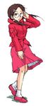  adjusting_eyewear advance_wars advance_wars:_dual_strike asuka_(advance_wars) brown_eyes brown_hair flat_chest glasses hair_ornament hairclip jacket long_hair red_jacket round_eyewear shirawaki skirt skirt_hold solo twintails wind wind_lift 