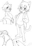  anthro bottomless briefs bulge butt child clothed clothing cub erection eyewear flaccid foreskin glasses humanoid_penis jacket male manmosu_marimo penis shota_feline_(marimo) simple_background solo uncut undershirt underwear young 