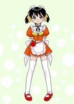  apron bag cosplay hand_maid_may handbag maid mary_janes shoes smile solo thighhighs twintails yokoyama_kouichi zettai_ryouiki 