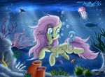  bubble bubbles coral_reef cutie_mark equine female feral fish fluttershy_(mlp) friendship_is_magic fur hair hi_res horse jellyfish light_rays mammal marine my_little_pony pegasus pink_hair pony sea_pony stingray sunbeams underwater water willis96 wings yellow_fur 