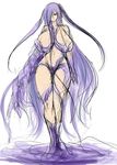  1girl amano_mokuzu bikini breasts curvy female huge_breasts legs long_hair purple_hair simple_background sketch solo standing swimsuit umino_mokuzu_(a4_size) very_long_hair white_background 