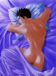 1boy ass bara bed bed_sheet ichimonji_batsu justice_gakuen male male_focus masanori nude pillow rival_schools sheets sleeping solo 