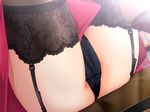  1girl aozora_tiduru black_panties game_cg garter_belt legs legwear mome!_chichi_shimai_katei_kyoushi_11nin mome!_chichi_shimai_katekyoushi ole-m panties sitting skirt solo stockings thighhighs underwear upskirt 