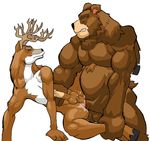  anal_penetration anthro balls bear biceps chubby cum cum_in_ass cum_inside duo erection gay holding interspecies male mammal muscles owen_edwolf owenedwolf pecs penetration penis sex sheath stag 