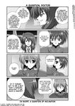  1girl bodysuit comic facial_mark greyscale hard_translated jail_scaglietti labcoat lyrical_nanoha mahou_shoujo_lyrical_nanoha_strikers mikage_takashi monochrome numbers'_uniform numbers_(nanoha) one_eye_closed sein_(nanoha) translated 