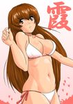  bikini brown_eyes brown_hair dead_or_alive kasumi_(doa) long_hair shiny shiny_skin shu-z side-tie_bikini solo swimsuit 