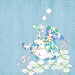  :d backpack bag bloomers blue_hair blush boots bubble dress fish hair_bobbles hair_ornament hat kawashiro_nitori key long_sleeves mana_(artist) open_mouth smile solo touhou twintails two_side_up underwater underwear white_bloomers 