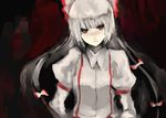  bangs fori fujiwara_no_mokou hair_ribbon long_hair red_eyes ribbon silver_hair solo touhou 