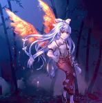  fiery_wings fire fujiwara_no_mokou long_hair ribbon solo sunakumo touhou wings 