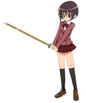 bamboo_blade bob_cut kawazoe_tamaki maro_nie shinai solo sword weapon 