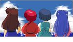  back blue_hair braid brown_hair cloud day fuurinkan_high_school_uniform genderswap genderswap_(mtf) kj_(k777) kuonji_ukyou long_hair multiple_girls ocean ranma-chan ranma_1/2 red_hair saotome_ranma shampoo_(ranma_1/2) short_hair sky tendou_akane 