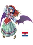  alternate_costume blue_hair croatia croatian_flag red_eyes remilia_scarlet ribbon rotan solo touhou wings 