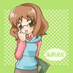  brown_hair glasses green_eyes lowres mujin_wakusei_survive shaara sharla 