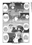  4girls =_= agito_(nanoha) ahoge bat_wings braid closed_eyes comic demon_tail gloves greyscale hair_ornament hard_translated lyrical_nanoha mahou_shoujo_lyrical_nanoha_strikers mikage_takashi military military_uniform minigirl monochrome multiple_girls ponytail reinforce_zwei signum tail translated tsab_ground_military_uniform twin_braids uniform vita wings x_hair_ornament zest_grangeitz 