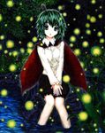  colorized green_eyes green_hair highres kabaji open_mouth solo touhou traditional_media v_arms wriggle_nightbug 