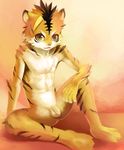  anthro balls feline flaccid fur kiske_7key male mammal muscles nipples nude pecs penis pose sitting solo stripes tiger young 