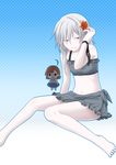  &lt;o&gt;_&lt;o&gt; :3 accelerator barefoot bikini_skirt chibi flat_chest flower genderswap genderswap_(mtf) hair_flower hair_ornament idora_(idola) innertube last_order multiple_girls navel polka_dot polka_dot_background red_eyes short_hair sitting suzushina_yuriko swimsuit to_aru_majutsu_no_index white_hair 