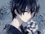  bad_id bad_pixiv_id black_hair flower grey_eyes male_focus matsunaka_hiro original 