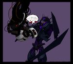  ambiguous_gender black_body claws decepticon dialog english_text eye_contact flirting glados glowing machine mechanical not_furry plain_background portal portal_(series) purple_background purple_eyes robot soundwave text transformers transformers_prime tumblr valve white_body wires yellow_eyes 