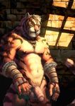  alpha0 anthro arm_bands armband balls bandage biceps big_penis body_markings bottomless chest_tuft clothed clothing erection feline fighter fur gloves grin half-dressed looking_at_viewer male mammal markings muscles nipples nude pecs penis pose presenting smile solo standing stripes thick_penis tiger topless tuft uncut vein warrior 