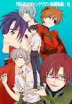  ayanami_rei blue_hair brown_hair crossed_arms evangelion:_3.0_you_can_(not)_redo eyepatch genderswap genderswap_(ftm) glasses grey_hair ikari_shinji katsuragi_misato makinami_mari_illustrious male_focus multiple_boys nagisa_kaworu namerakaweb neon_genesis_evangelion orange_hair plugsuit purple_hair rebuild_of_evangelion shikinami_asuka_langley souryuu_asuka_langley walkman 