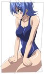  blue_eyes blue_hair hattori_junko ichiban_ushiro_no_daimaou one-piece_swimsuit sitting tagme vector_trace 