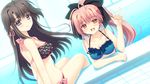  2girls bikini game_cg long_hair nishimata_aoi pool swimsuit tagme_(character) tsuki_ni_yorisou_otome_no_sahou wet 
