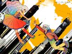  1girl building cosmo_(bousoup) escape_from_dystopia_(vocaloid) long_hair mayu_(vocaloid) reaching skyscraper vocaloid 