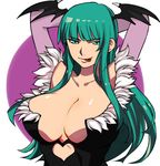  1girl bat_wings breasts capcom cleavage demon_girl green_eyes green_hair head_wings kouya_(libera) large_breasts morrigan_aensland smile succubus vampire_(game) wings 