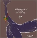  balls bell blue blue_body butt dragon feathers male mistletoe nude orion pheel plain_background pose presenting presenting_hindquarters scalie solo submissive unfinished 