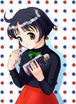  1girl 70s black_hair brown_eyes candy child fushigi_na_merumo looking_at_viewer merumo miracle_candy muyou oldschool open_mouth shogakukan short_hair solo tezuka_productions 