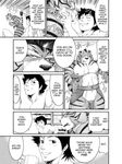  after_sex beastmen_forest biceps big_muscles blush comic cum cum_on_self dialog dialogue english_text feline gay human interspecies male mammal messy muscles neyukidou pecs penis text tiger toned translated 