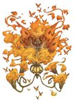  bug butterfly chandelure fire gen_5_pokemon highres insect kuuneru no_humans pokemon pokemon_(creature) shiny_pokemon volcarona 