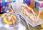  absurdres afloat altines arnval barefoot bikini blonde_hair blue_eyes busou_shinki chair crossed_legs doll_joints drink eyewear_on_head feet hara_shuuichi head_rest highres innertube legs long_hair looking_at_viewer lounge_chair lying megami minigirl multiple_girls official_art on_stomach purple_hair red_eyes scan short_hair sitting smile soles striped striped_bikini striped_swimsuit sunglasses swimsuit toes very_long_hair water 